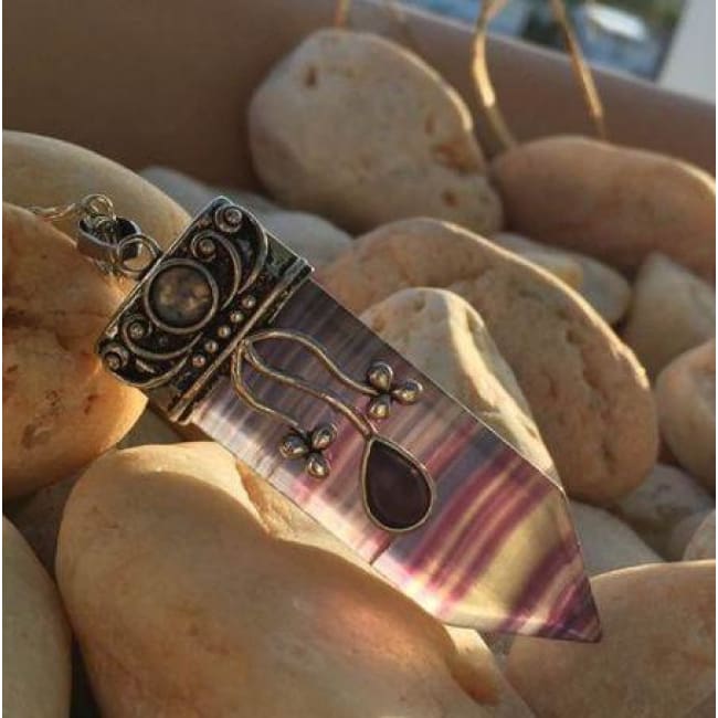 Trinity Stone Rainbow Fluorite Pendant
